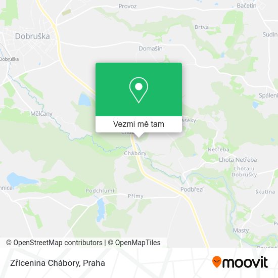 Zřícenina Chábory mapa