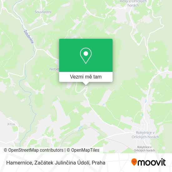 Hamernice, Začátek Julinčina Údolí mapa