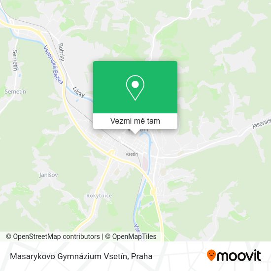 Masarykovo Gymnázium Vsetín mapa