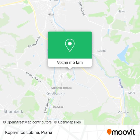 Kopřivnice Lubina mapa