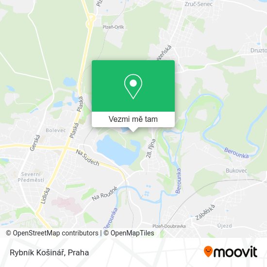 Rybník Košinář mapa