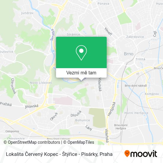 Lokalita Červený Kopec - Štýřice - Pisárky mapa