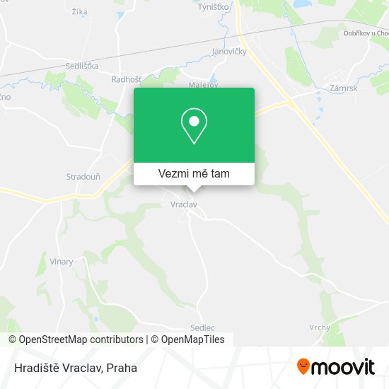 Hradiště Vraclav mapa