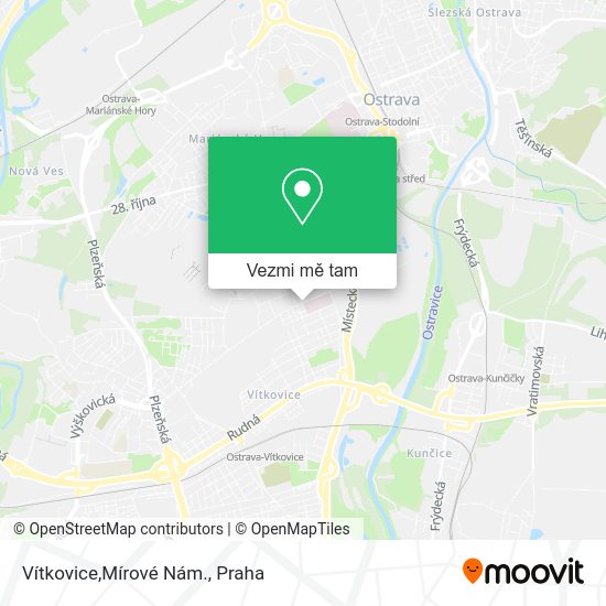 Vítkovice,Mírové Nám. mapa
