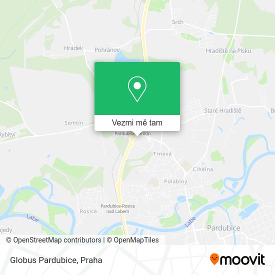 Globus Pardubice mapa
