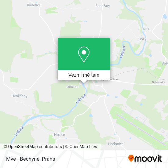Mve - Bechyně mapa