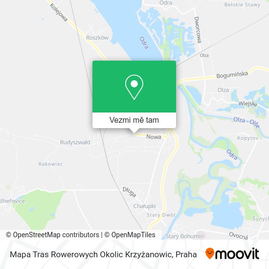 Mapa Tras Rowerowych Okolic Krzyżanowic mapa