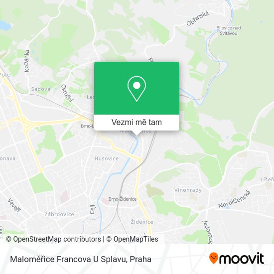 Maloměřice Francova U Splavu mapa