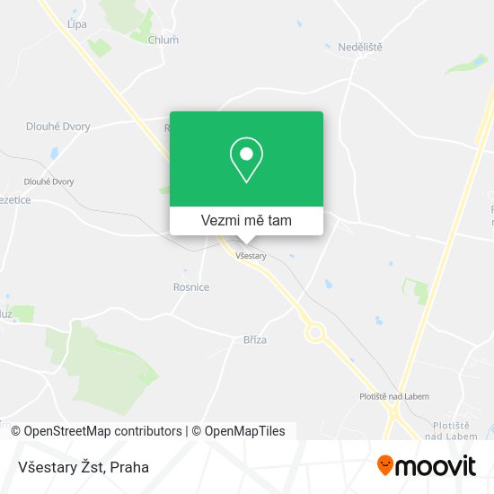 Všestary Žst mapa