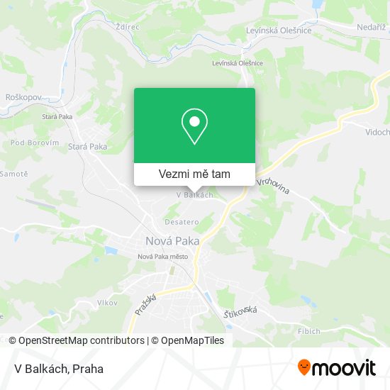 V Balkách mapa