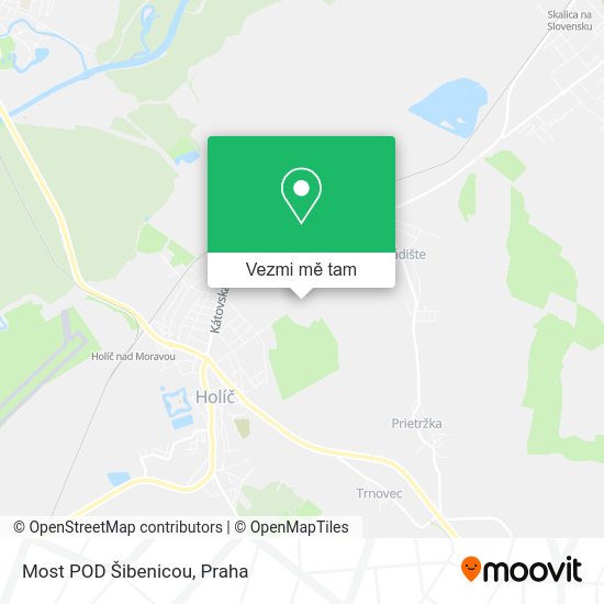 Most POD Šibenicou mapa