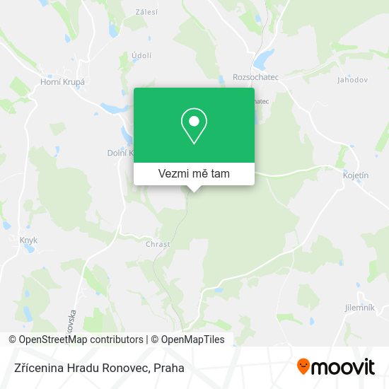 Zřícenina Hradu Ronovec mapa