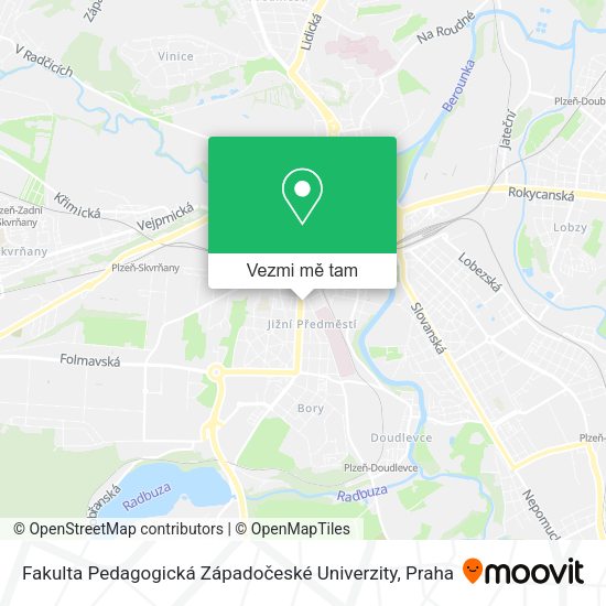 Fakulta Pedagogická Západočeské Univerzity mapa