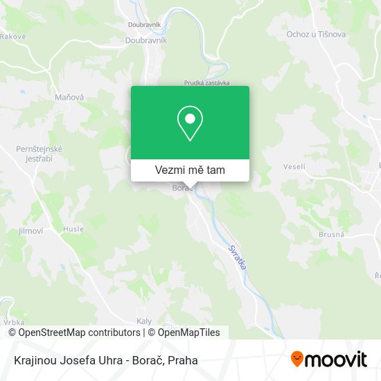 Krajinou Josefa Uhra - Borač mapa