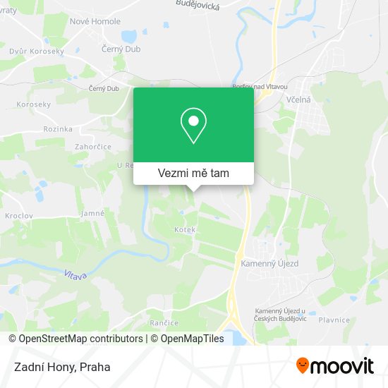 Zadní Hony mapa