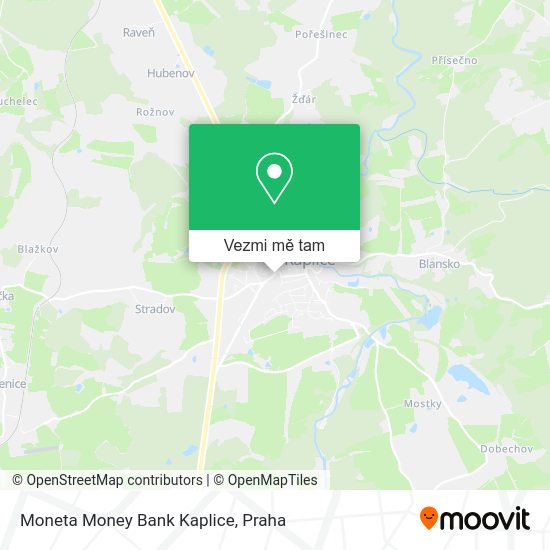 Moneta Money Bank Kaplice mapa
