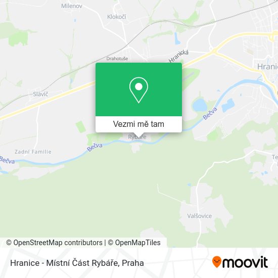 Hranice - Místní Část Rybáře mapa