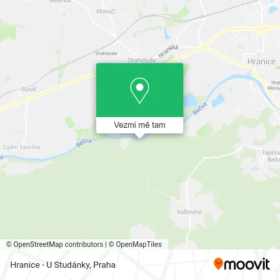 Hranice - U Studánky mapa