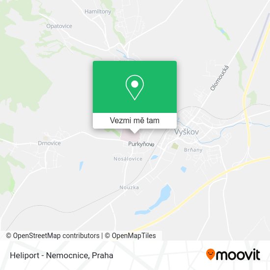 Heliport - Nemocnice mapa