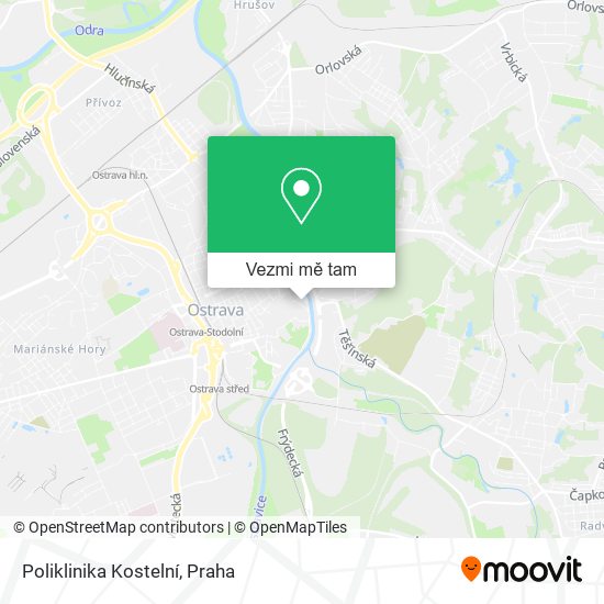 Poliklinika Kostelní mapa