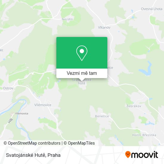 Svatojánské Hutě mapa