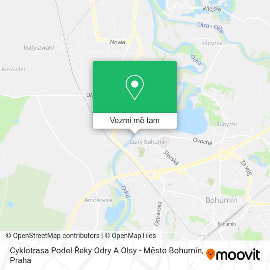 Cyklotrasa Podel Řeky Odry A Olsy - Město Bohumín mapa