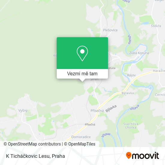 K Ticháčkovic Lesu mapa