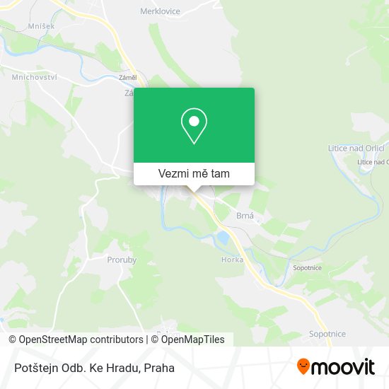 Potštejn Odb. Ke Hradu mapa