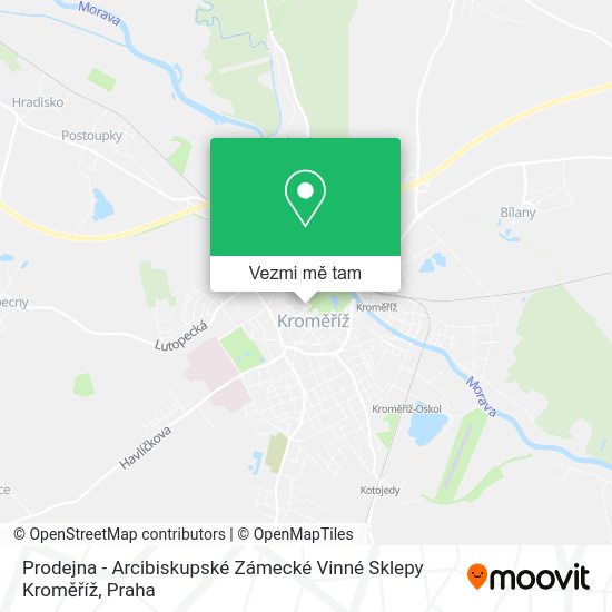 Prodejna - Arcibiskupské Zámecké Vinné Sklepy Kroměříž mapa