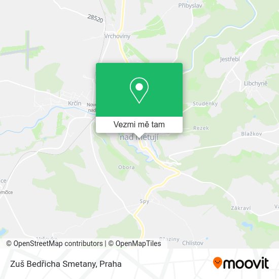 Zuš Bedřicha Smetany mapa