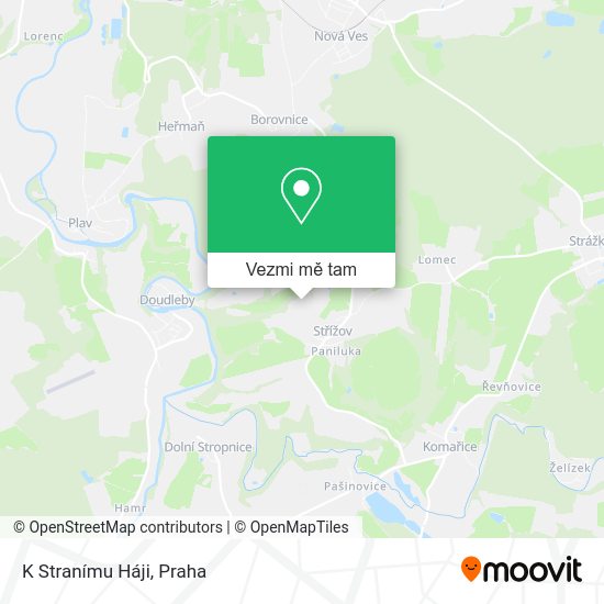 K Stranímu Háji mapa