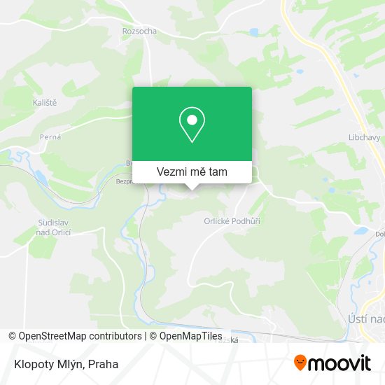 Klopoty Mlýn mapa