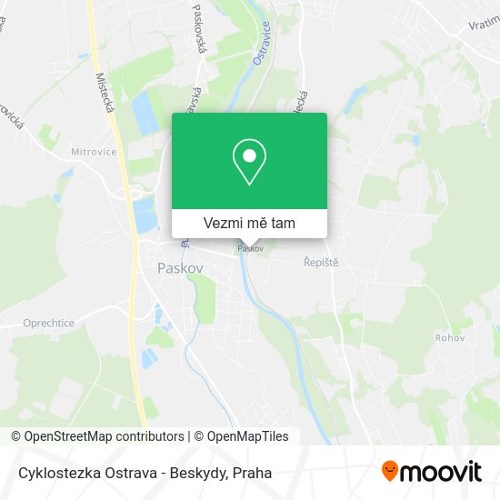 Cyklostezka Ostrava - Beskydy mapa