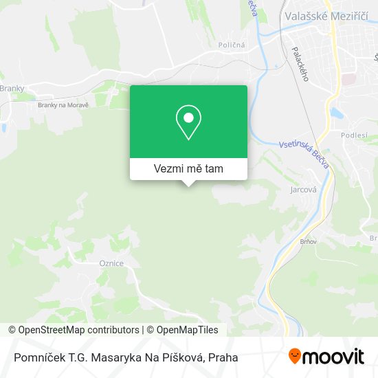 Pomníček T.G. Masaryka Na Píšková mapa