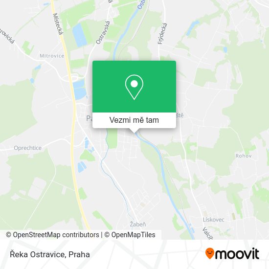 Řeka Ostravice mapa
