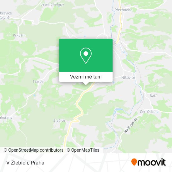 V Žlebích mapa