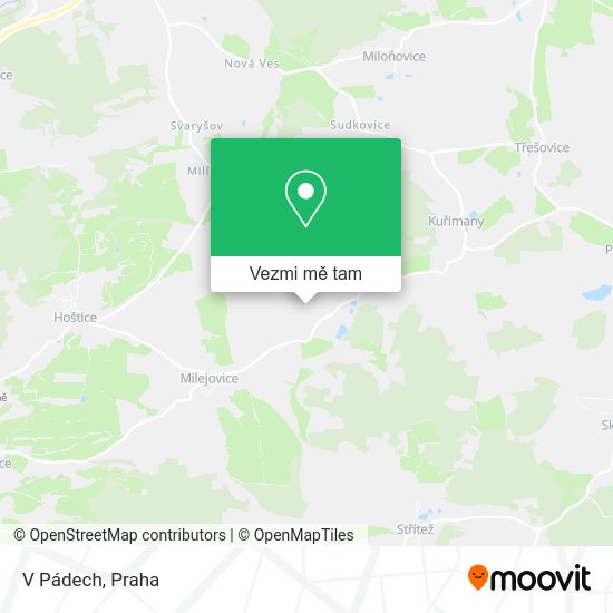 V Pádech mapa