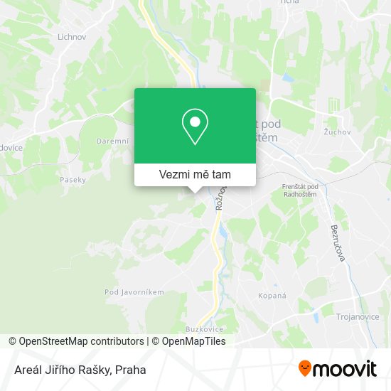 Areál Jiřího Rašky mapa