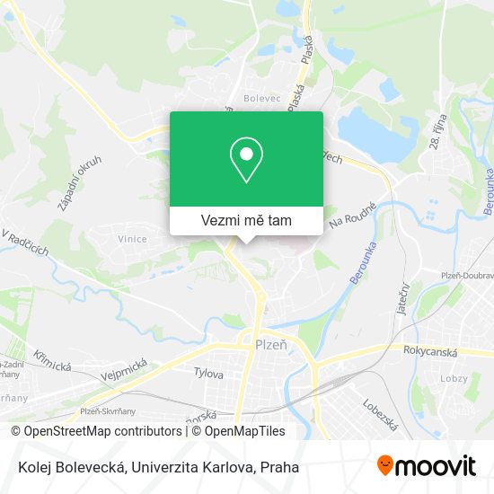 Kolej Bolevecká, Univerzita Karlova mapa