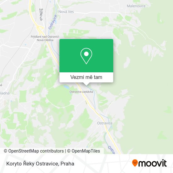 Koryto Řeky Ostravice mapa