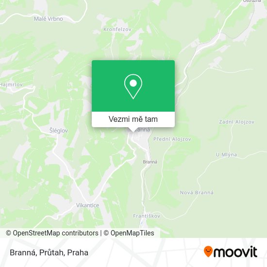Branná, Průtah mapa