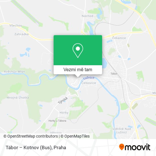 Tábor – Kotnov (Bus) mapa