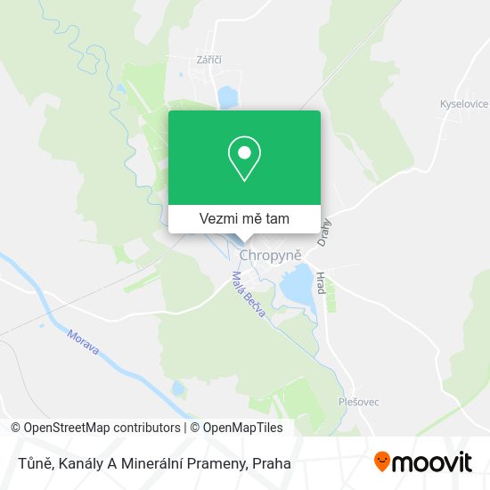 Tůně, Kanály A Minerální Prameny mapa