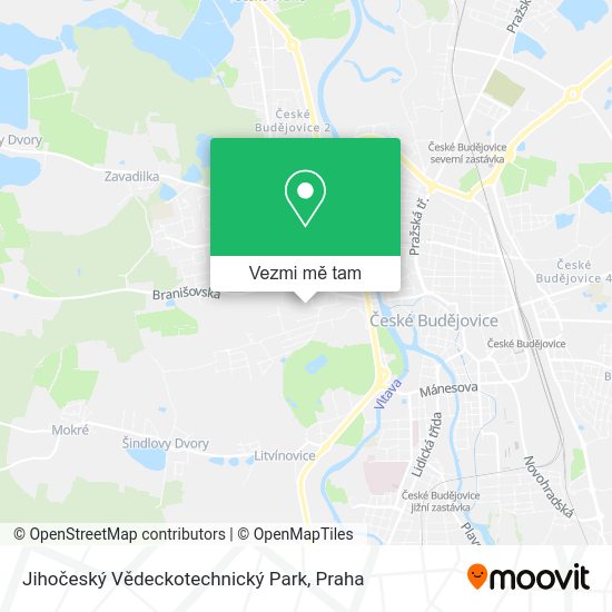 Jihočeský Vědeckotechnický Park mapa