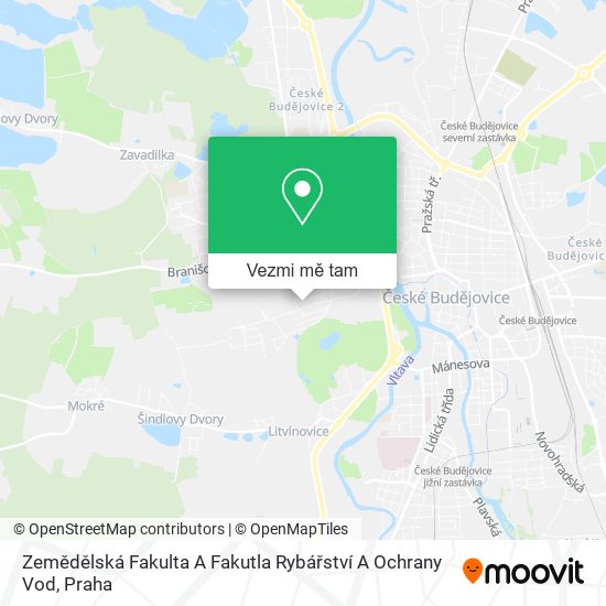Zemědělská Fakulta A Fakutla Rybářství A Ochrany Vod mapa