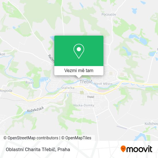 Oblastní Charita Třebíč mapa