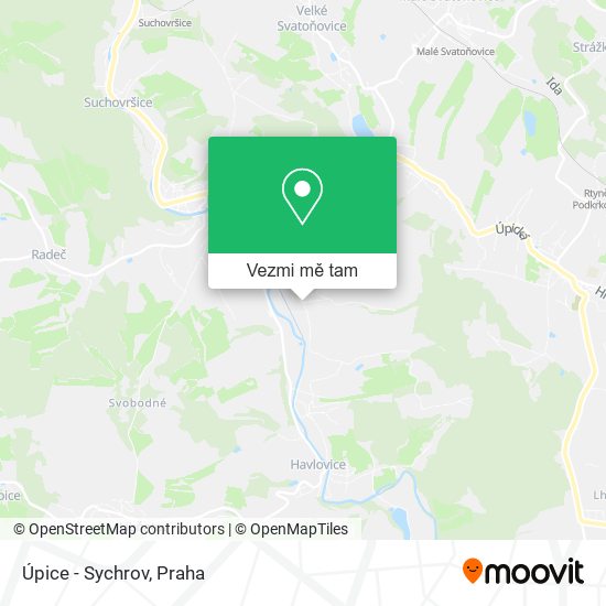 Úpice - Sychrov mapa