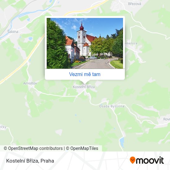 Kostelní Bříza mapa