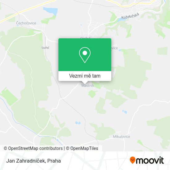 Jan Zahradníček mapa