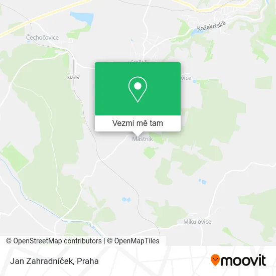 Jan Zahradníček mapa